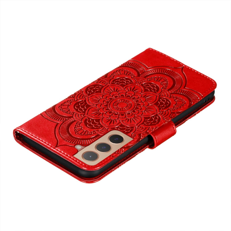 For Samsung Galaxy S22+ 5G Sun Mandala Embossing Pattern Phone Leather Case with Holder & Card Slots & Wallet & Lanyard