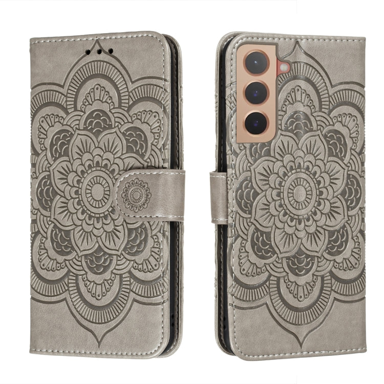 For Samsung Galaxy S22+ 5G Sun Mandala Embossing Pattern Phone Leather Case with Holder & Card Slots & Wallet & Lanyard