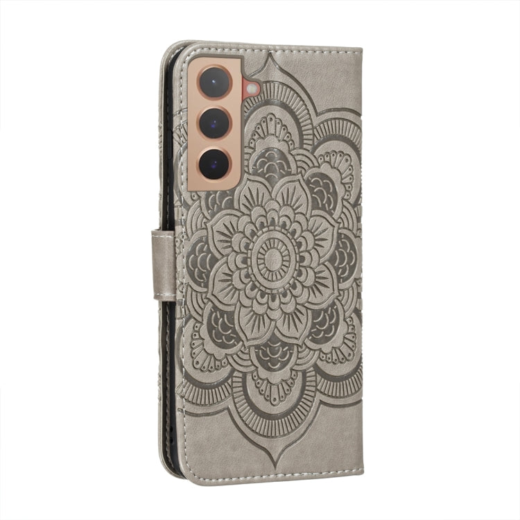 For Samsung Galaxy S22+ 5G Sun Mandala Embossing Pattern Phone Leather Case with Holder & Card Slots & Wallet & Lanyard