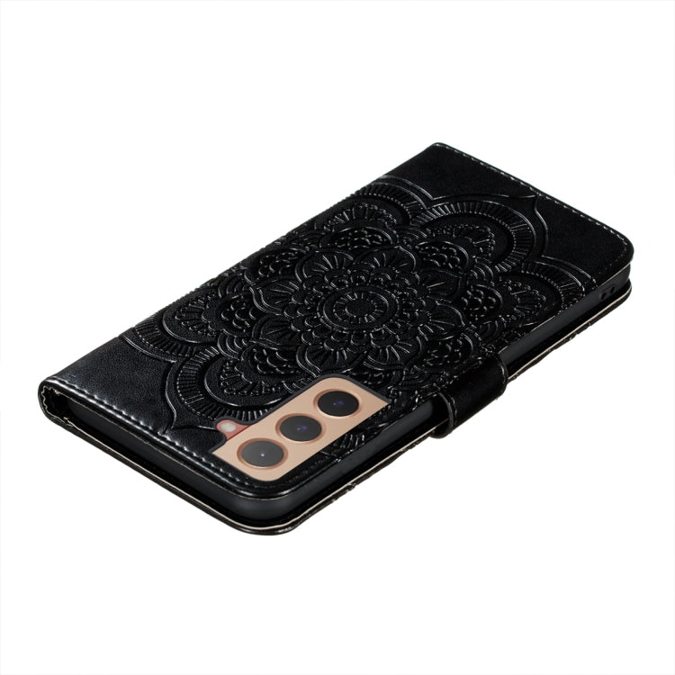 For Samsung Galaxy S22+ 5G Sun Mandala Embossing Pattern Phone Leather Case with Holder & Card Slots & Wallet & Lanyard