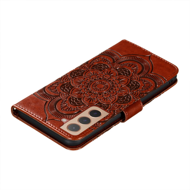 For Samsung Galaxy S22+ 5G Sun Mandala Embossing Pattern Phone Leather Case with Holder & Card Slots & Wallet & Lanyard