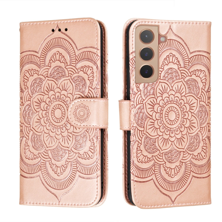 For Samsung Galaxy S22+ 5G Sun Mandala Embossing Pattern Phone Leather Case with Holder & Card Slots & Wallet & Lanyard