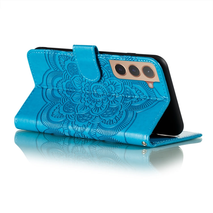 For Samsung Galaxy S22+ 5G Sun Mandala Embossing Pattern Phone Leather Case with Holder & Card Slots & Wallet & Lanyard