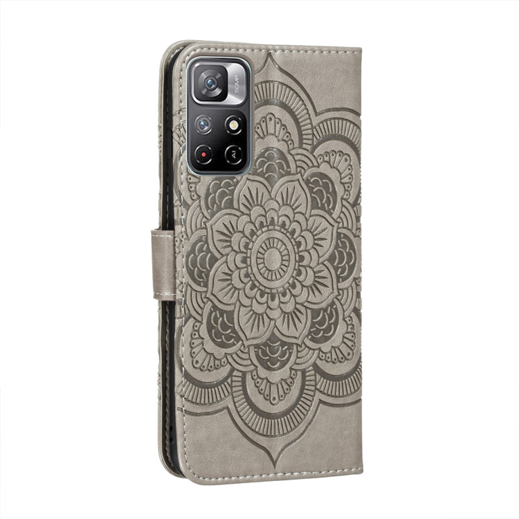For Xiaomi Redmi Note 11 Sun Mandala Embossing Pattern Phone Leather Case with Holder & Card Slots & Wallet & Lanyard