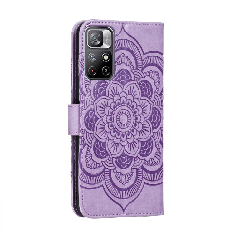 For Xiaomi Redmi Note 11 Sun Mandala Embossing Pattern Phone Leather Case with Holder & Card Slots & Wallet & Lanyard