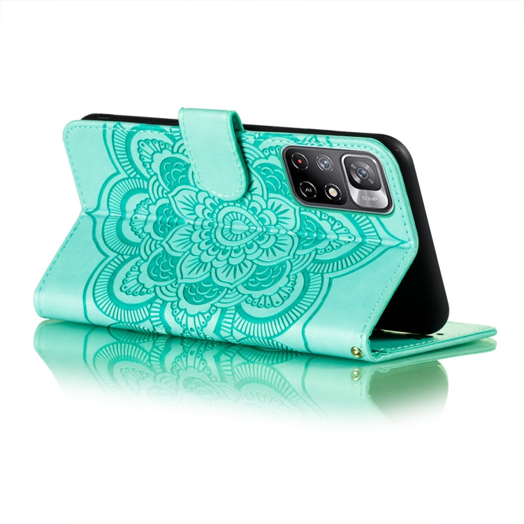 For Xiaomi Redmi Note 11 Sun Mandala Embossing Pattern Phone Leather Case with Holder & Card Slots & Wallet & Lanyard