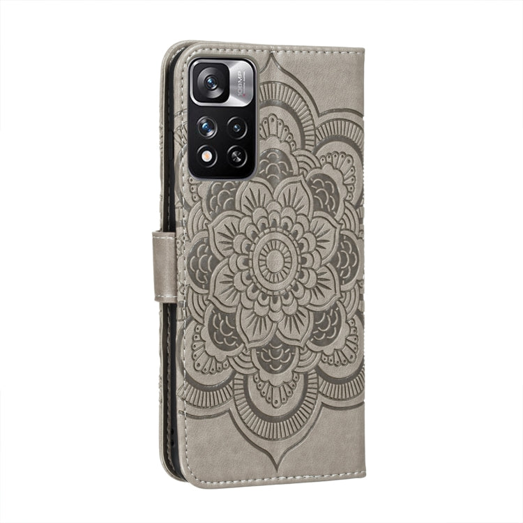 For Xiaomi Redmi Note 11 Pro Sun Mandala Embossing Pattern Phone Leather Case with Holder & Card Slots & Wallet & Lanyard
