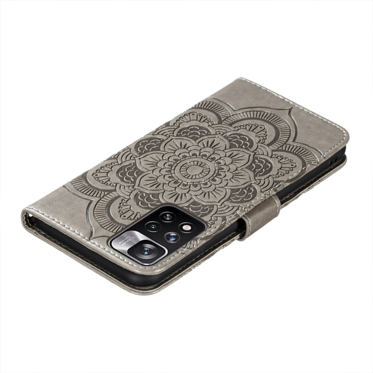 For Xiaomi Redmi Note 11 Pro Sun Mandala Embossing Pattern Phone Leather Case with Holder & Card Slots & Wallet & Lanyard