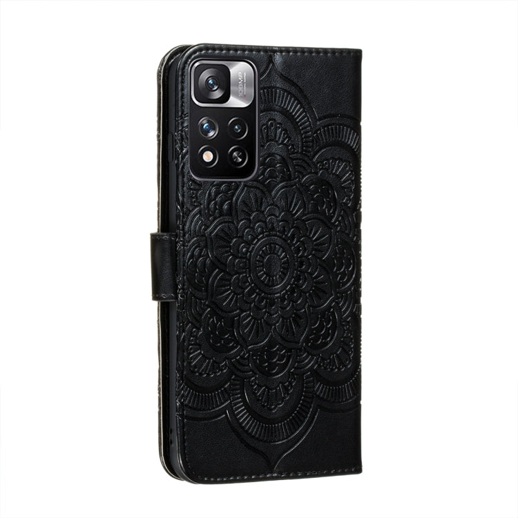 For Xiaomi Redmi Note 11 Pro Sun Mandala Embossing Pattern Phone Leather Case with Holder & Card Slots & Wallet & Lanyard