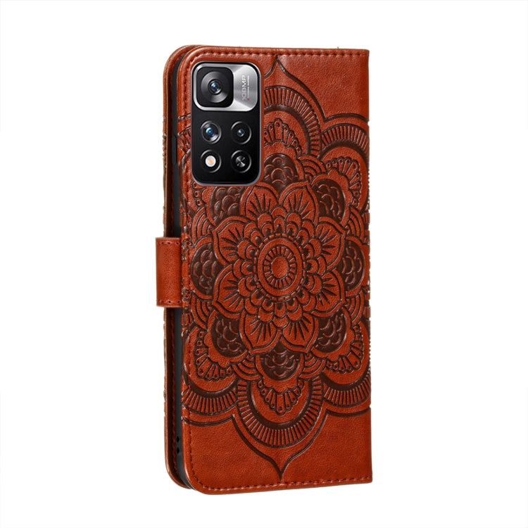 For Xiaomi Redmi Note 11 Pro Sun Mandala Embossing Pattern Phone Leather Case with Holder & Card Slots & Wallet & Lanyard