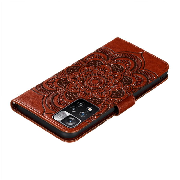 For Xiaomi Redmi Note 11 Pro Sun Mandala Embossing Pattern Phone Leather Case with Holder & Card Slots & Wallet & Lanyard