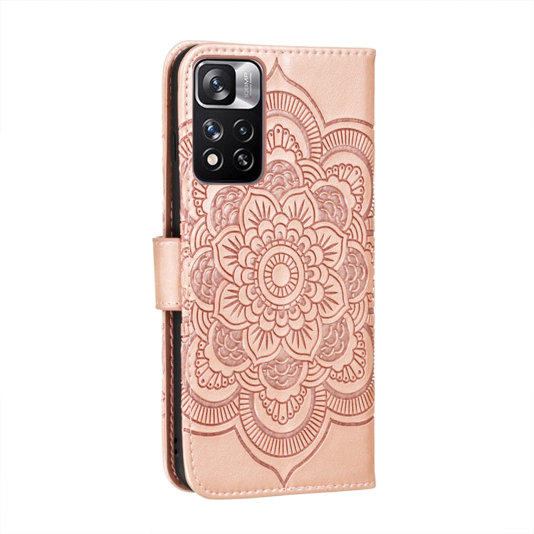 For Xiaomi Redmi Note 11 Pro Sun Mandala Embossing Pattern Phone Leather Case with Holder & Card Slots & Wallet & Lanyard