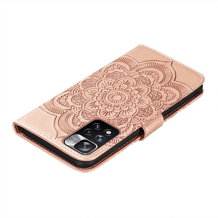 For Xiaomi Redmi Note 11 Pro Sun Mandala Embossing Pattern Phone Leather Case with Holder & Card Slots & Wallet & Lanyard