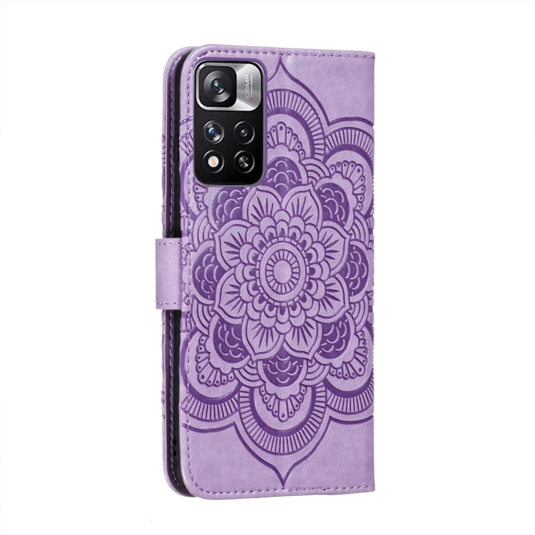 For Xiaomi Redmi Note 11 Pro Sun Mandala Embossing Pattern Phone Leather Case with Holder & Card Slots & Wallet & Lanyard