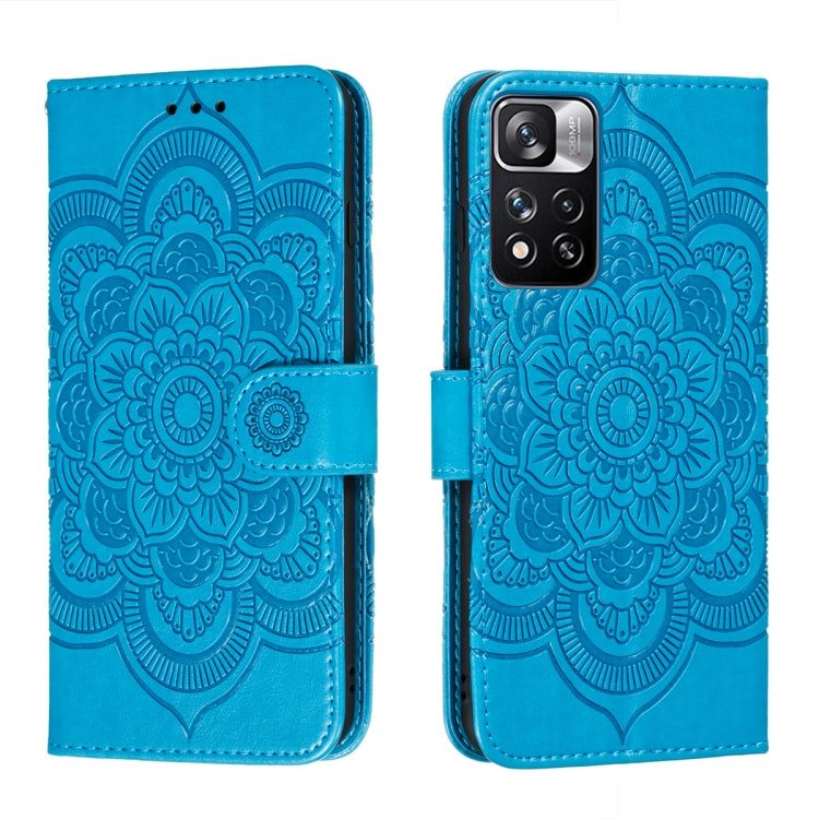 For Xiaomi Redmi Note 11 Pro Sun Mandala Embossing Pattern Phone Leather Case with Holder & Card Slots & Wallet & Lanyard