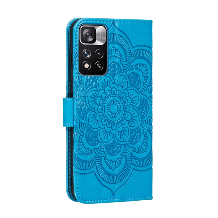 For Xiaomi Redmi Note 11 Pro Sun Mandala Embossing Pattern Phone Leather Case with Holder & Card Slots & Wallet & Lanyard