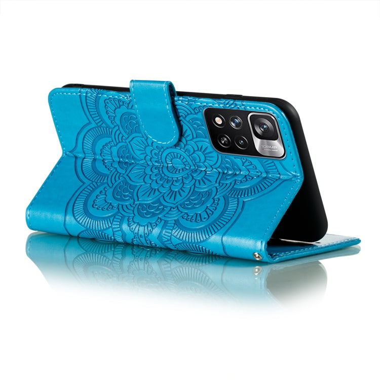 For Xiaomi Redmi Note 11 Pro Sun Mandala Embossing Pattern Phone Leather Case with Holder & Card Slots & Wallet & Lanyard