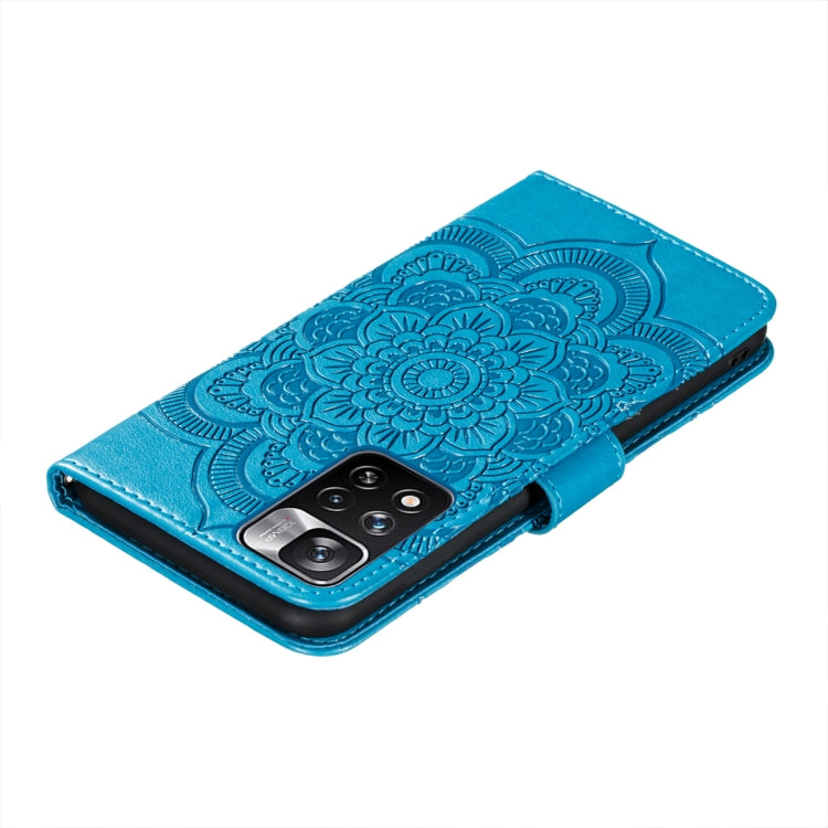 For Xiaomi Redmi Note 11 Pro Sun Mandala Embossing Pattern Phone Leather Case with Holder & Card Slots & Wallet & Lanyard