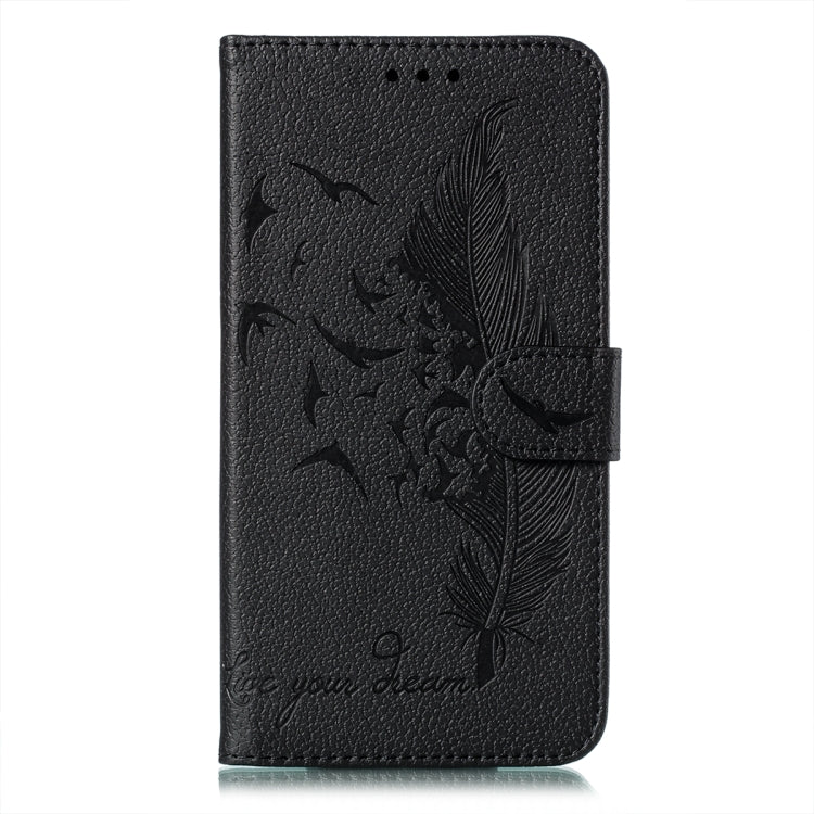For Samsung Galaxy S22 5G Feather Pattern Litchi Texture Leather Phone Case with Holder & Card Slots & Wallet