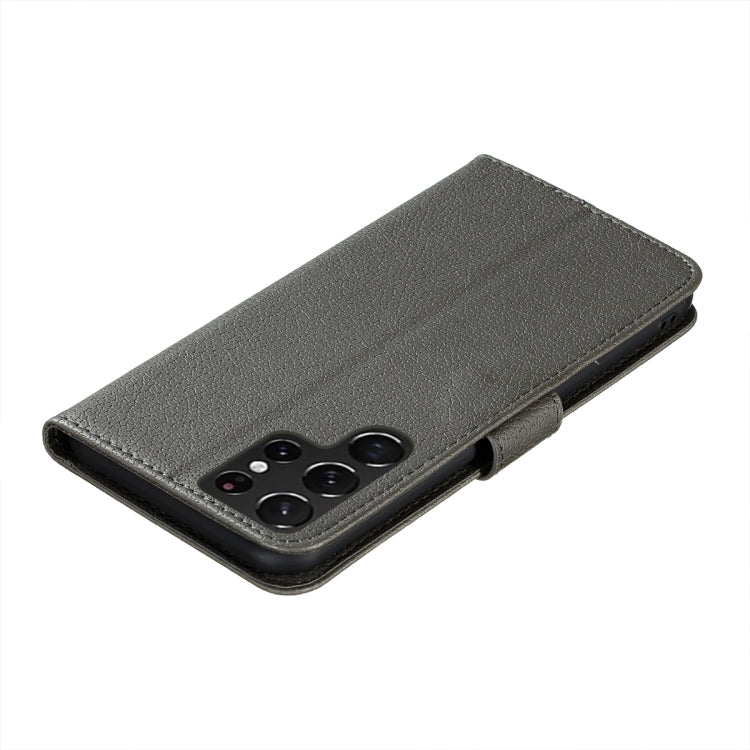 For Samsung Galaxy S22 Ultra 5G Feather Pattern Litchi Texture Leather Phone Case with Holder & Card Slots & Wallet