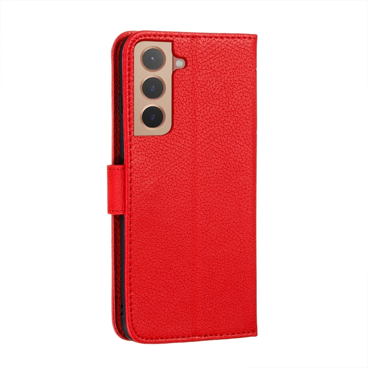 For Samsung Galaxy S22+ 5G Feather Pattern Litchi Texture Leather Phone Case with Holder & Card Slots & Wallet