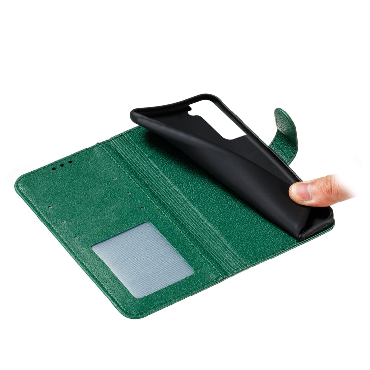 For Samsung Galaxy S22+ 5G Feather Pattern Litchi Texture Leather Phone Case with Holder & Card Slots & Wallet