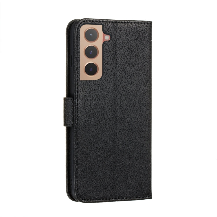 For Samsung Galaxy S22+ 5G Feather Pattern Litchi Texture Leather Phone Case with Holder & Card Slots & Wallet