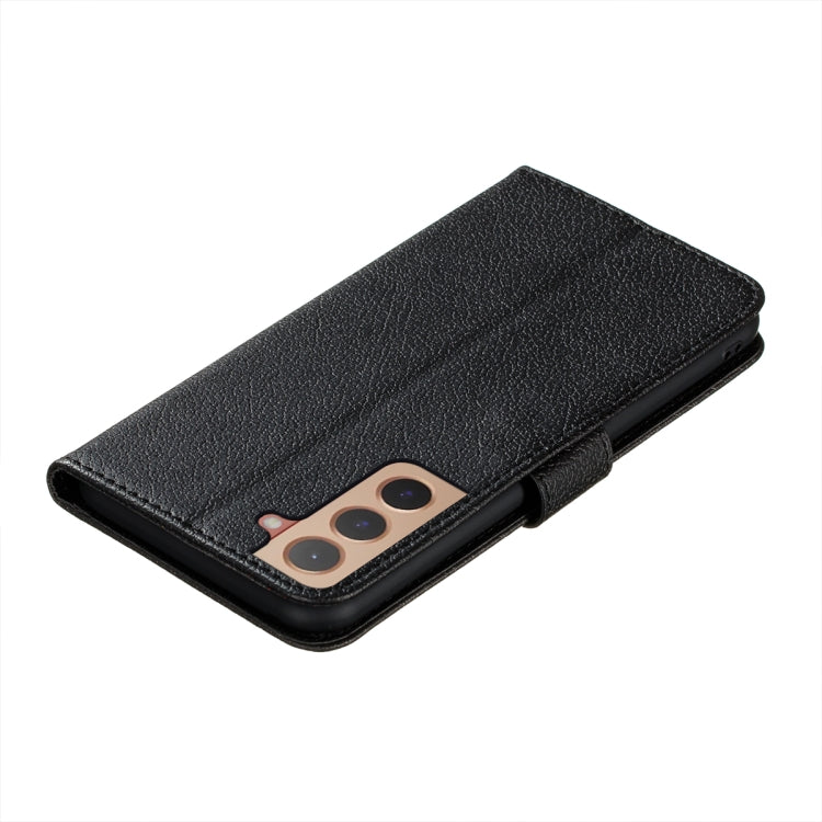 For Samsung Galaxy S22+ 5G Feather Pattern Litchi Texture Leather Phone Case with Holder & Card Slots & Wallet