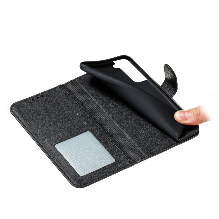 For Samsung Galaxy S22+ 5G Feather Pattern Litchi Texture Leather Phone Case with Holder & Card Slots & Wallet