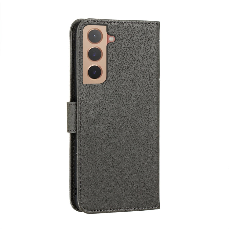 For Samsung Galaxy S22+ 5G Feather Pattern Litchi Texture Leather Phone Case with Holder & Card Slots & Wallet