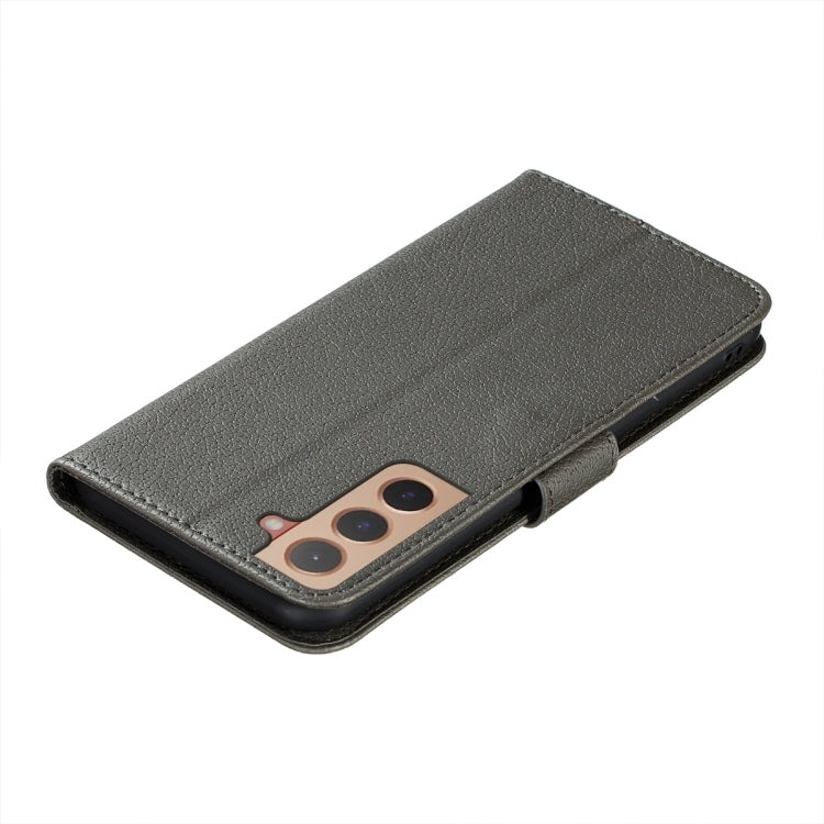 For Samsung Galaxy S22+ 5G Feather Pattern Litchi Texture Leather Phone Case with Holder & Card Slots & Wallet