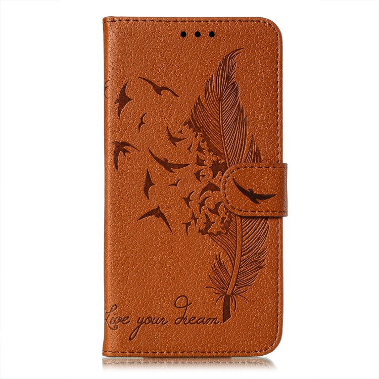 For Samsung Galaxy S22+ 5G Feather Pattern Litchi Texture Leather Phone Case with Holder & Card Slots & Wallet