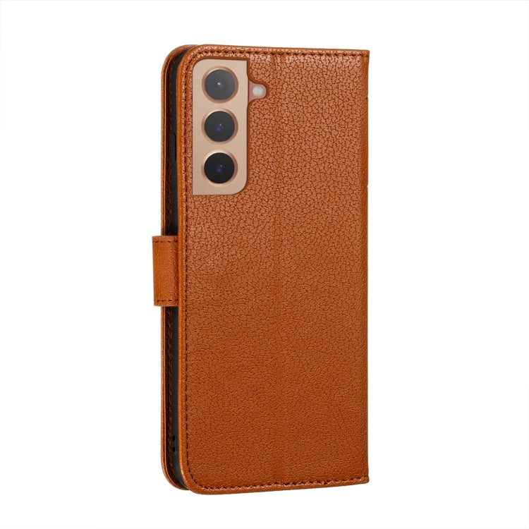 For Samsung Galaxy S22+ 5G Feather Pattern Litchi Texture Leather Phone Case with Holder & Card Slots & Wallet