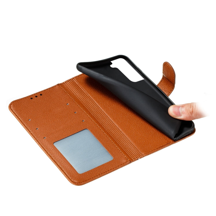 For Samsung Galaxy S22+ 5G Feather Pattern Litchi Texture Leather Phone Case with Holder & Card Slots & Wallet