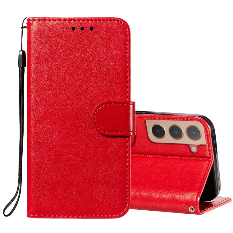 For Samsung Galaxy S22 5G Solid Color Leather Phone Case with Holder & Card Slots & Wallet & Lanyard