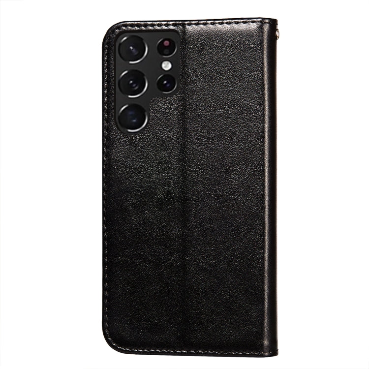 For Samsung Galaxy S22 Ultra 5G Solid Color Leather Phone Case with Holder & Card Slots & Wallet & Lanyard
