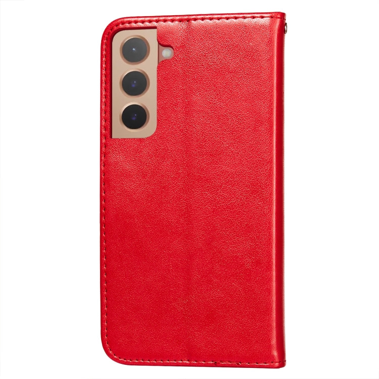 For Samsung Galaxy S22+ 5G Solid Color Leather Phone Case with Holder & Card Slots & Wallet & Lanyard