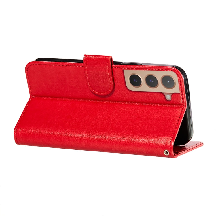 For Samsung Galaxy S22+ 5G Solid Color Leather Phone Case with Holder & Card Slots & Wallet & Lanyard