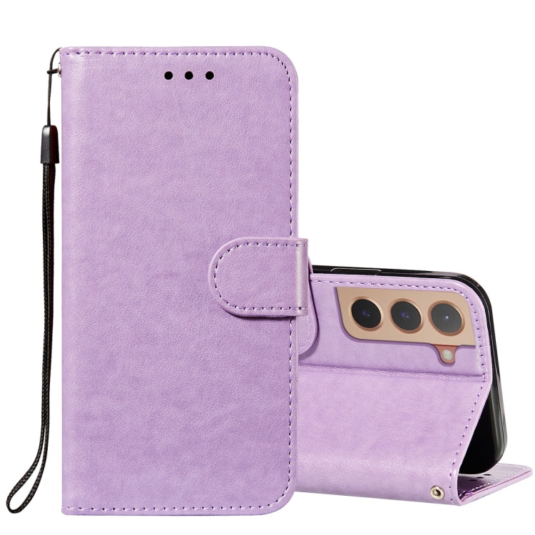 For Samsung Galaxy S22+ 5G Solid Color Leather Phone Case with Holder & Card Slots & Wallet & Lanyard