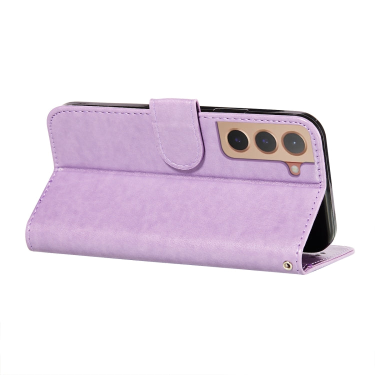 For Samsung Galaxy S22+ 5G Solid Color Leather Phone Case with Holder & Card Slots & Wallet & Lanyard