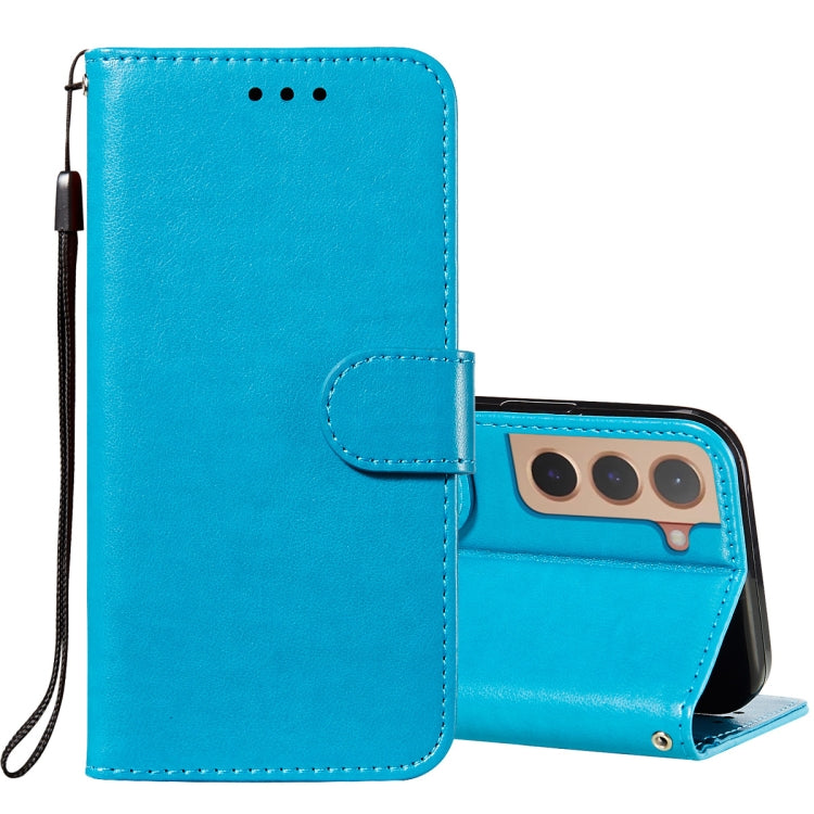 For Samsung Galaxy S22+ 5G Solid Color Leather Phone Case with Holder & Card Slots & Wallet & Lanyard
