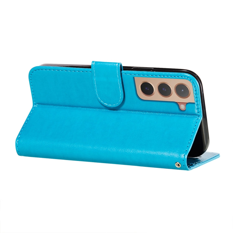 For Samsung Galaxy S22+ 5G Solid Color Leather Phone Case with Holder & Card Slots & Wallet & Lanyard