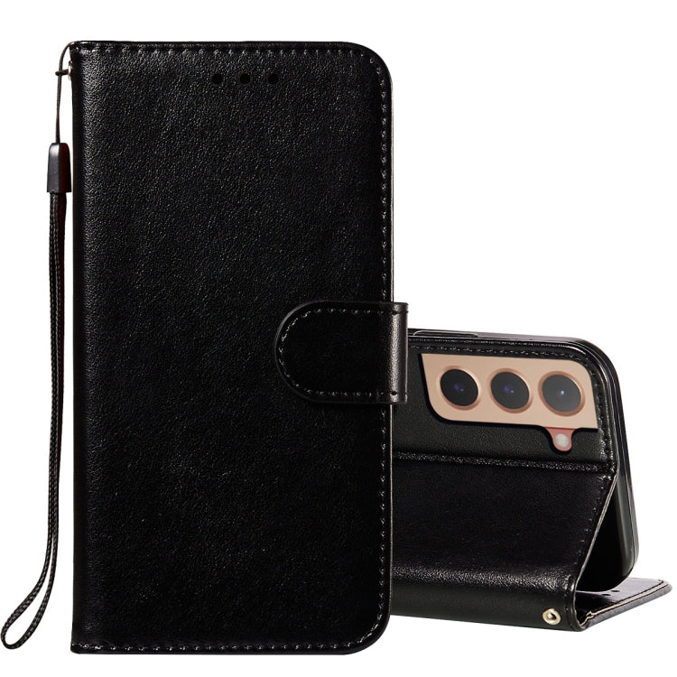 For Samsung Galaxy S22+ 5G Solid Color Leather Phone Case with Holder & Card Slots & Wallet & Lanyard