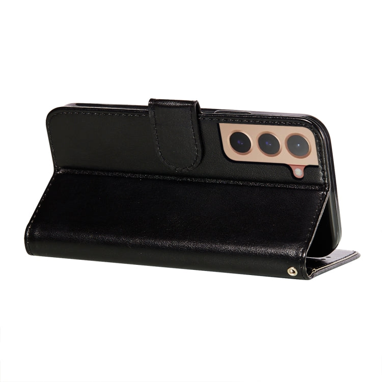 For Samsung Galaxy S22+ 5G Solid Color Leather Phone Case with Holder & Card Slots & Wallet & Lanyard