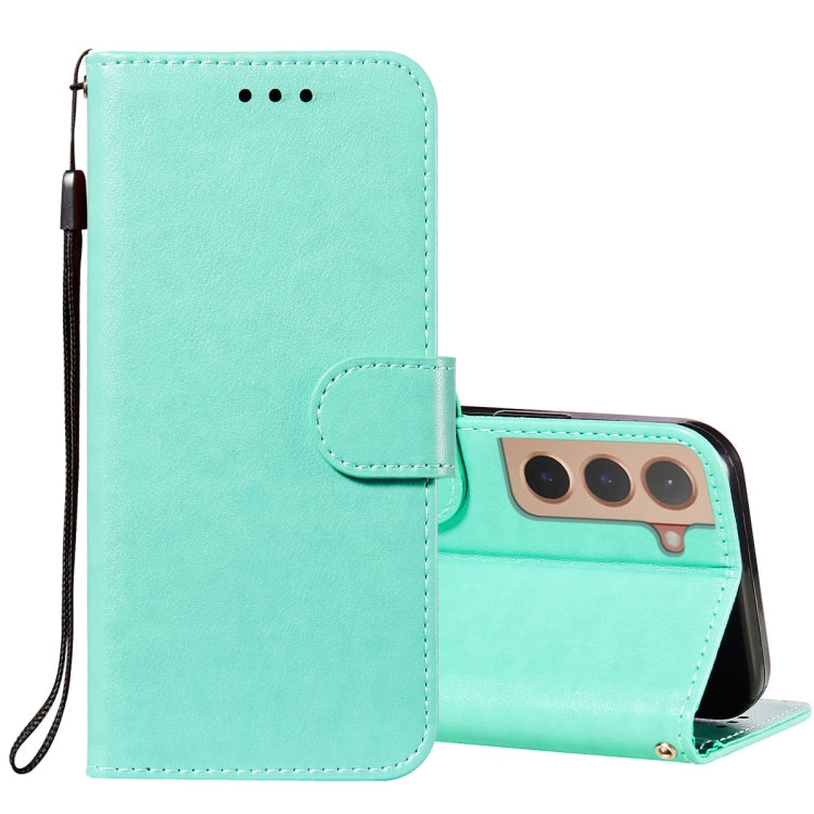 For Samsung Galaxy S22+ 5G Solid Color Leather Phone Case with Holder & Card Slots & Wallet & Lanyard