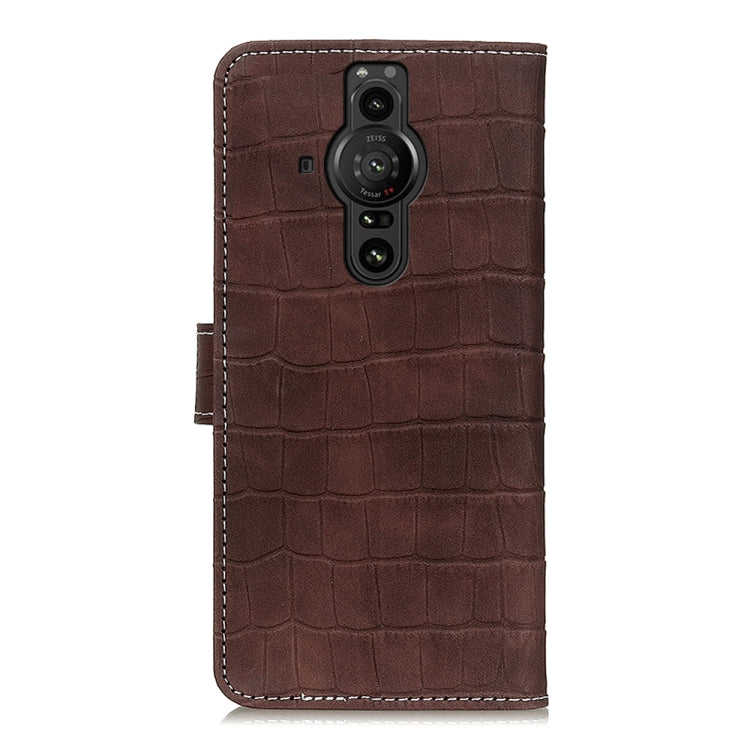 For Sony Xperia Pro-I Crocodile Texture Horizontal Flip Leather Phone Case