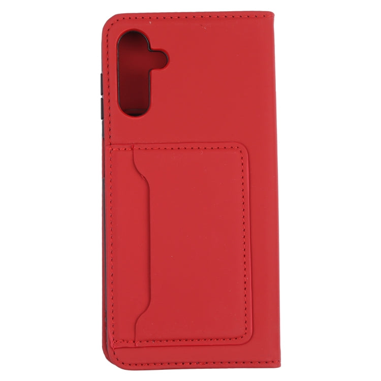 For Samsung Galaxy A13 5G / A04s Strong Magnetism Liquid Feel Horizontal Flip Leather Phone Case with Holder & Card Slots & Wallet