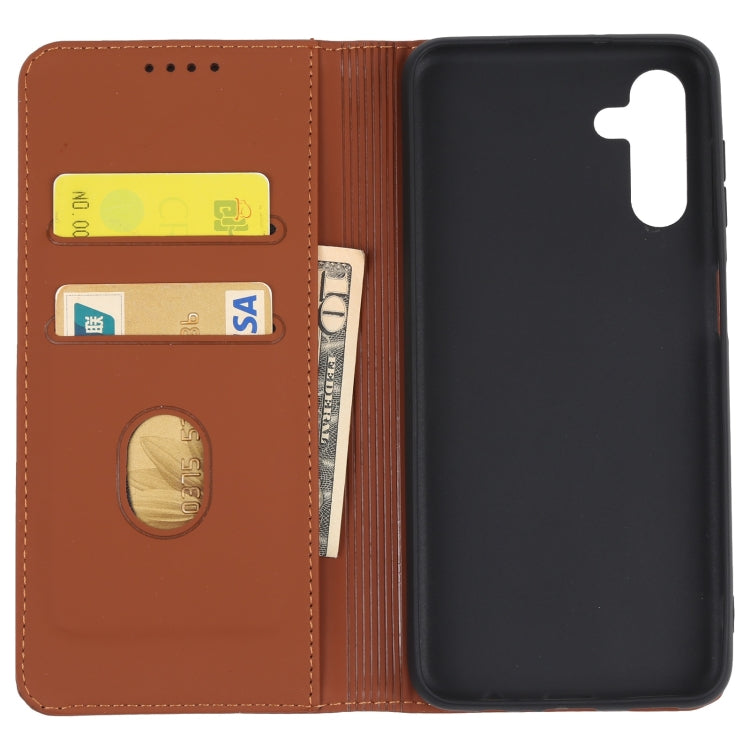 For Samsung Galaxy A13 5G / A04s Strong Magnetism Liquid Feel Horizontal Flip Leather Phone Case with Holder & Card Slots & Wallet