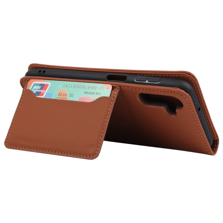 For Samsung Galaxy A13 5G / A04s Strong Magnetism Liquid Feel Horizontal Flip Leather Phone Case with Holder & Card Slots & Wallet