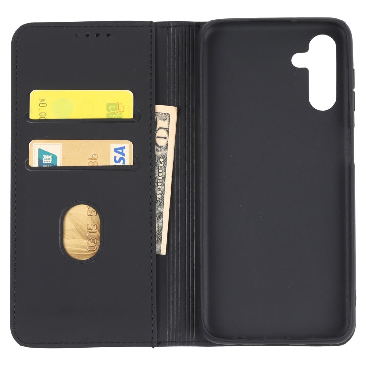 For Samsung Galaxy A13 5G / A04s Strong Magnetism Liquid Feel Horizontal Flip Leather Phone Case with Holder & Card Slots & Wallet